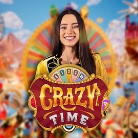 Crazy Time online game logo by Evolution on spinsaharacasino.eu